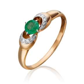 Кольцо из красного золота с изумрудом и бриллиантами 01-0904-00-106-1110-30