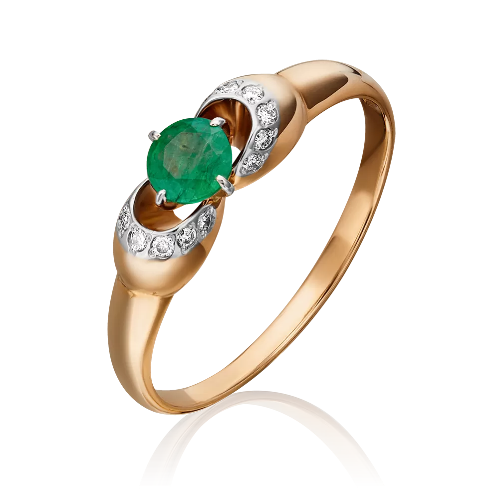 Кольцо из красного золота с изумрудом и бриллиантами 01-0904-00-106-1110-30