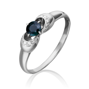 Кольцо из белого золота с сапфиром и бриллиантами 01-0905-00-105-1120-30