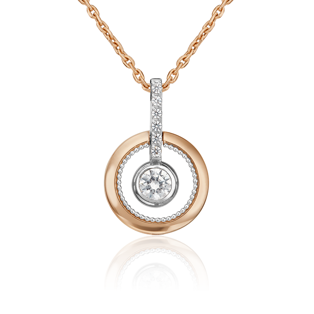 Подвеска из комбинированного золота с фианитами 03-3007-00-501-1111-38