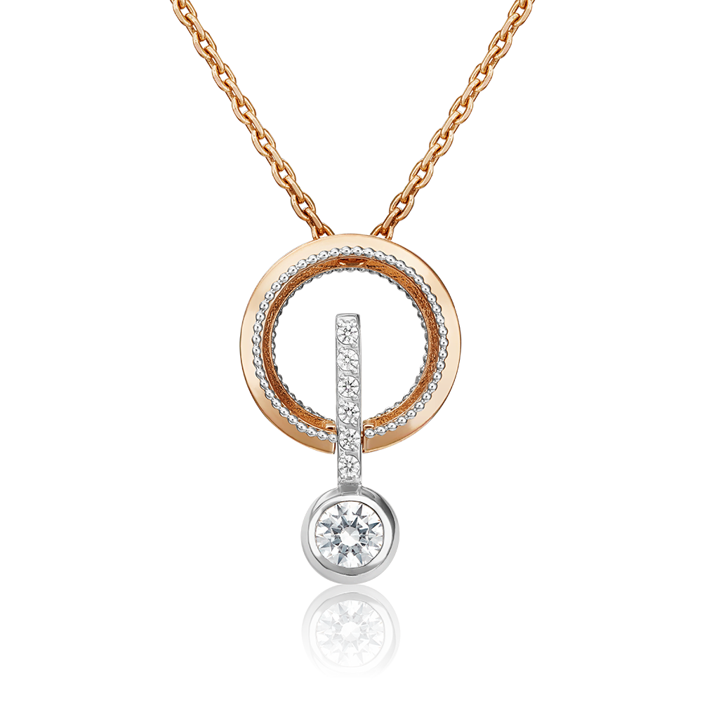 Подвеска из комбинированного золота с фианитами 03-3007-00-501-1111-38