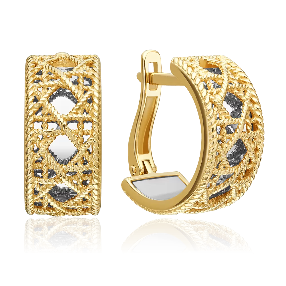 Серьги с английским замком из комбинированного золота 02-5559-00-000-1121