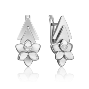 Серьги с английским замком из белого золота с бриллиантами 02-4997-00-101-1120
