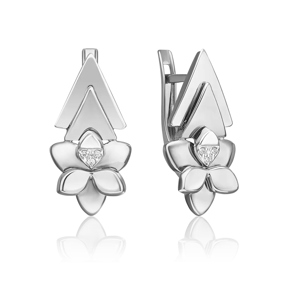 Серьги с английским замком из белого золота с бриллиантами 02-4997-00-101-1120