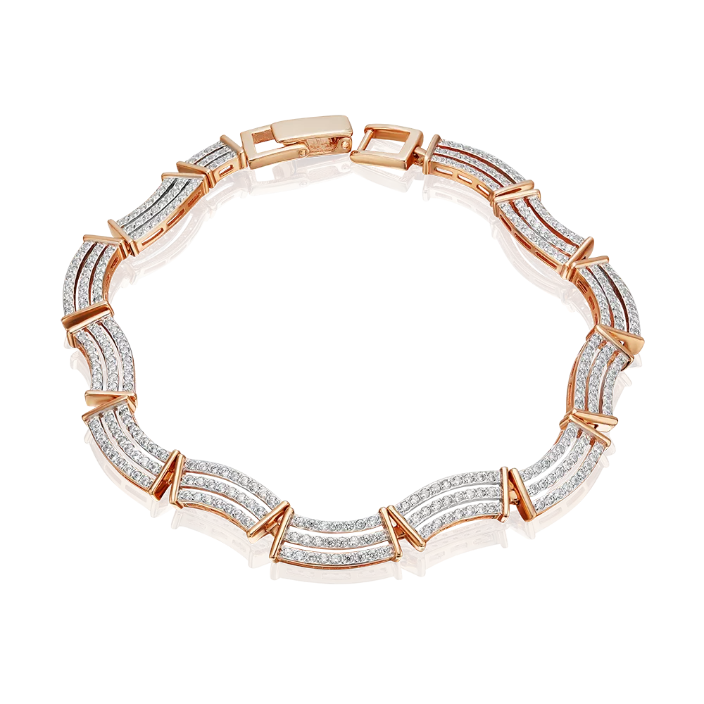 Браслет из красного золота с фианитами 05-0303-00-401-1110-33