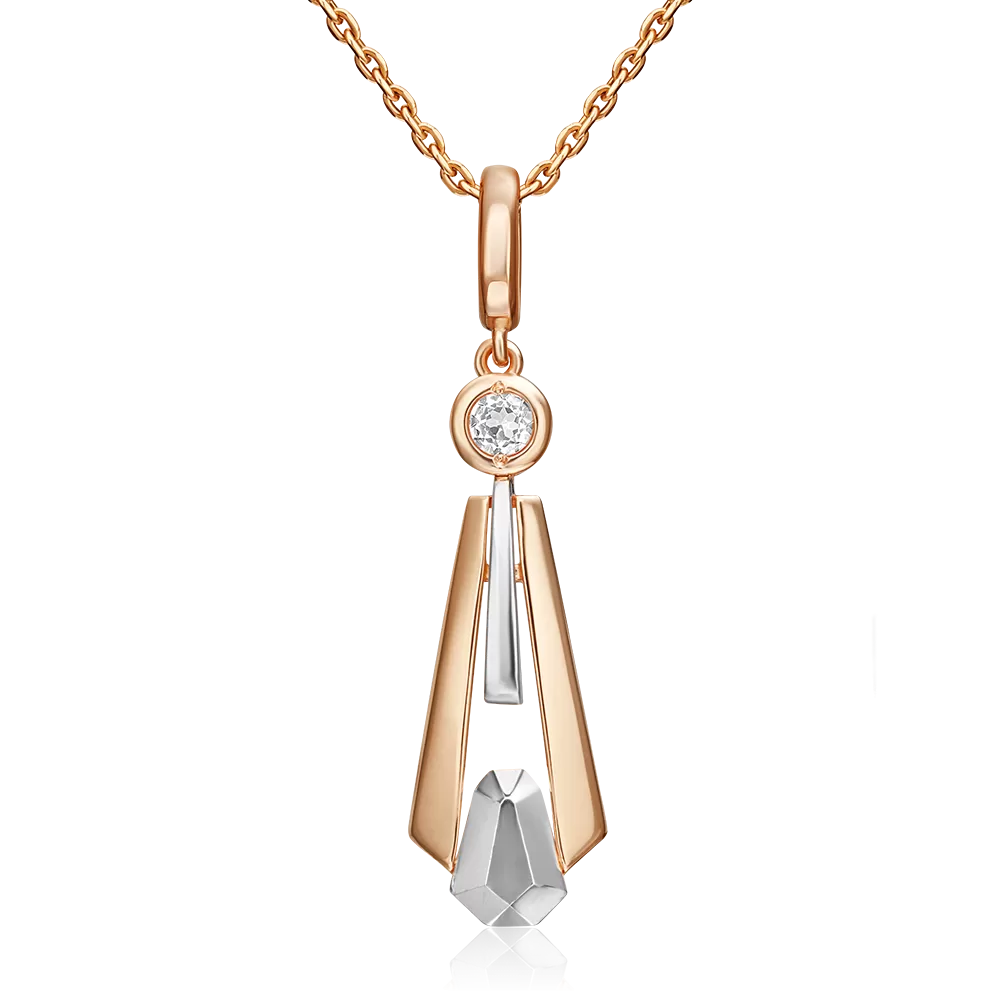 Подвеска из комбинированного золота с натуральным топазом white 03-3376-00-201-1111