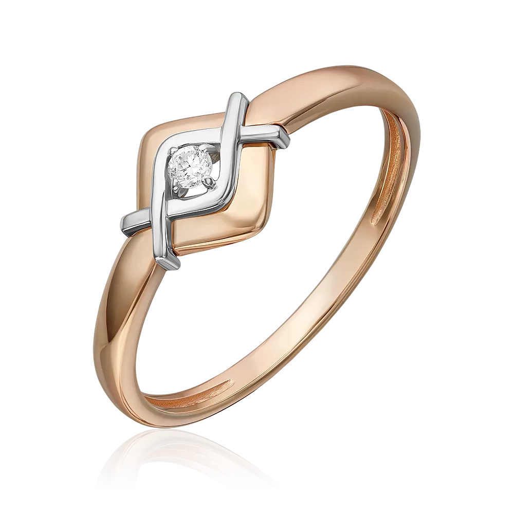 Кольцо из комбинированного золота с бриллиантом 01-5812-00-101-1111