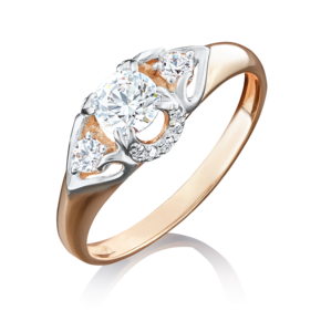 Кольцо из красного золота с фианитами 01-4929-00-501-1110-38