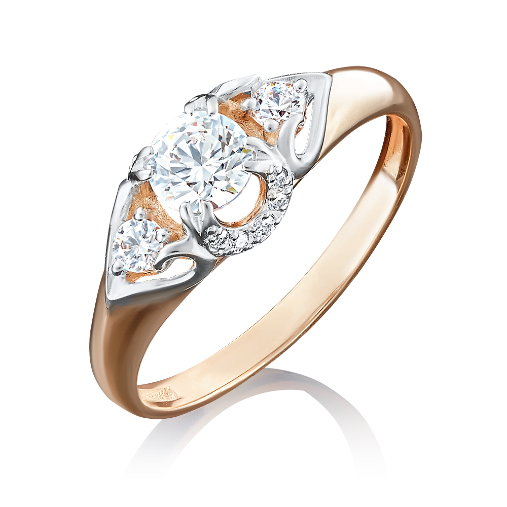 Кольцо из красного золота с фианитами 01-4929-00-501-1110-38