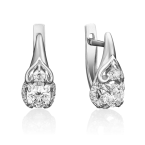 Серьги с английским замком из белого золота с фианитами 02-3802-00-501-1120-38