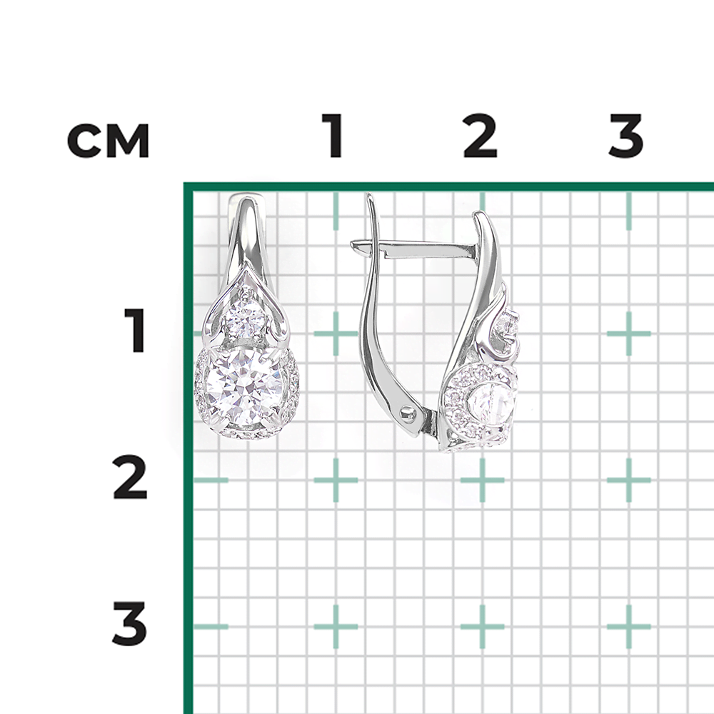 Серьги с английским замком из белого золота с фианитами 02-3802-00-501-1120-38