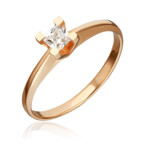 Помолвочное кольцо из красного золота с фианитом 01-4978-00-401-1110-03