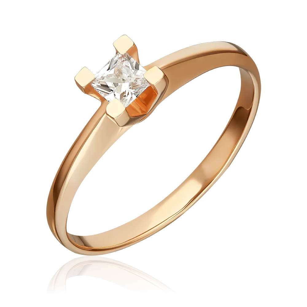 Помолвочное кольцо из красного золота с фианитом 01-4978-00-401-1110-03