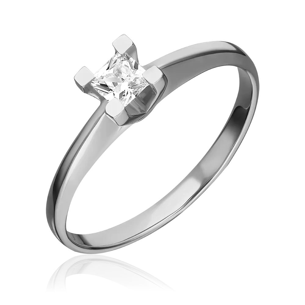 Помолвочное кольцо из белого золота с фианитом 01-4978-00-401-1120-03