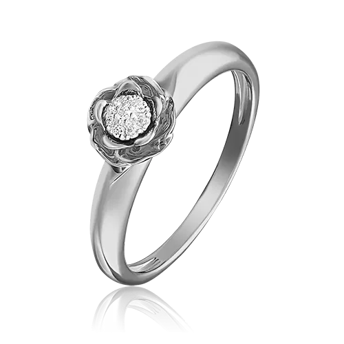 Помолвочное кольцо «Цветок» из белого золота с бриллиантами 01-4982-00-101-1120-30
