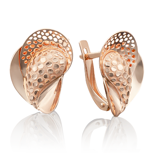 Серьги с английским замком из красного золота 02-3863-00-000-1110-48