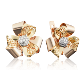 Серьги с английским замком из комбинированного золота 02-3868-00-000-1140-48