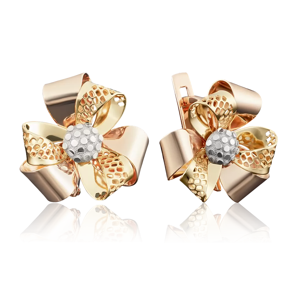Серьги с английским замком из комбинированного золота 02-3868-00-000-1140-48