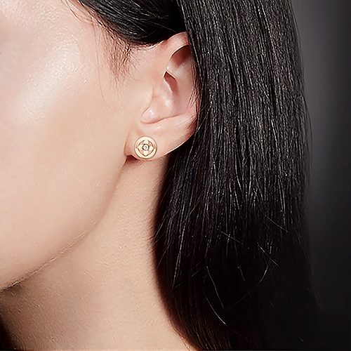 Серьги-пусеты из комбинированного золота с бриллиантом 02-5007-00-101-1111