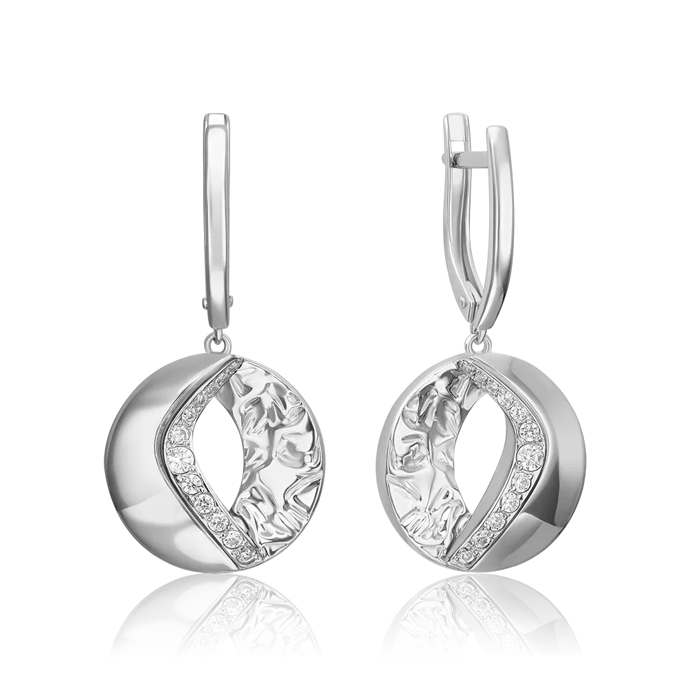 Серьги с английским замком из серебра с фианитами 02-5084-00-401-0200