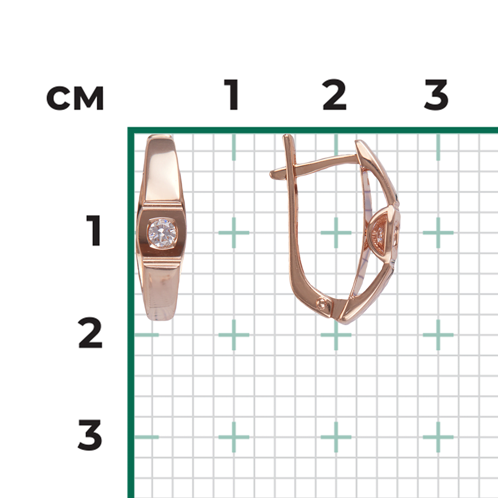 Серьги с английским замком из красного золота с бриллиантом 02-3820-00-101-1110-30