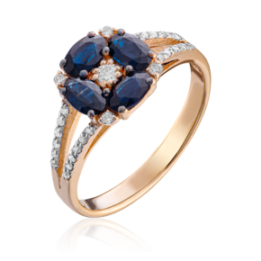 Кольцо из красного золота с сапфирами и бриллиантами 01-1551-00-105-1110-30
