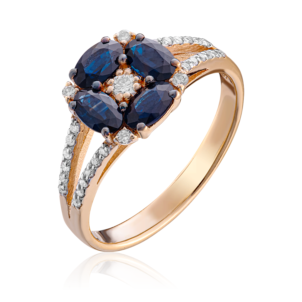 Кольцо из красного золота с сапфирами и бриллиантами 01-1551-00-105-1110-30