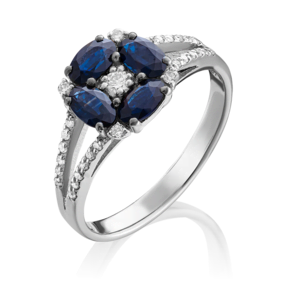 Кольцо из белого золота с сапфирами и бриллиантами 01-1551-00-105-1120-30