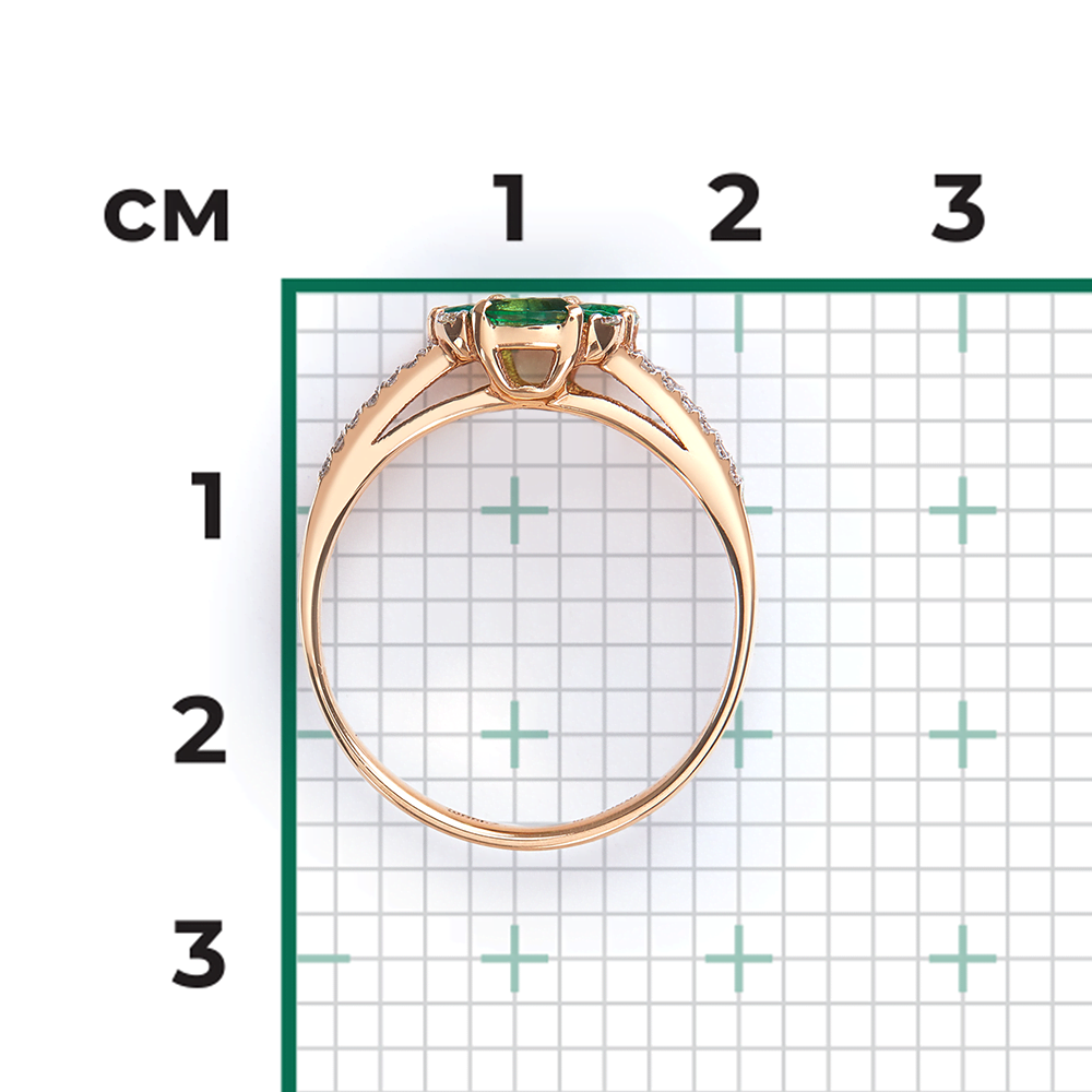 Кольцо из красного золота с изумрудами и бриллиантами 01-1551-00-106-1110-30