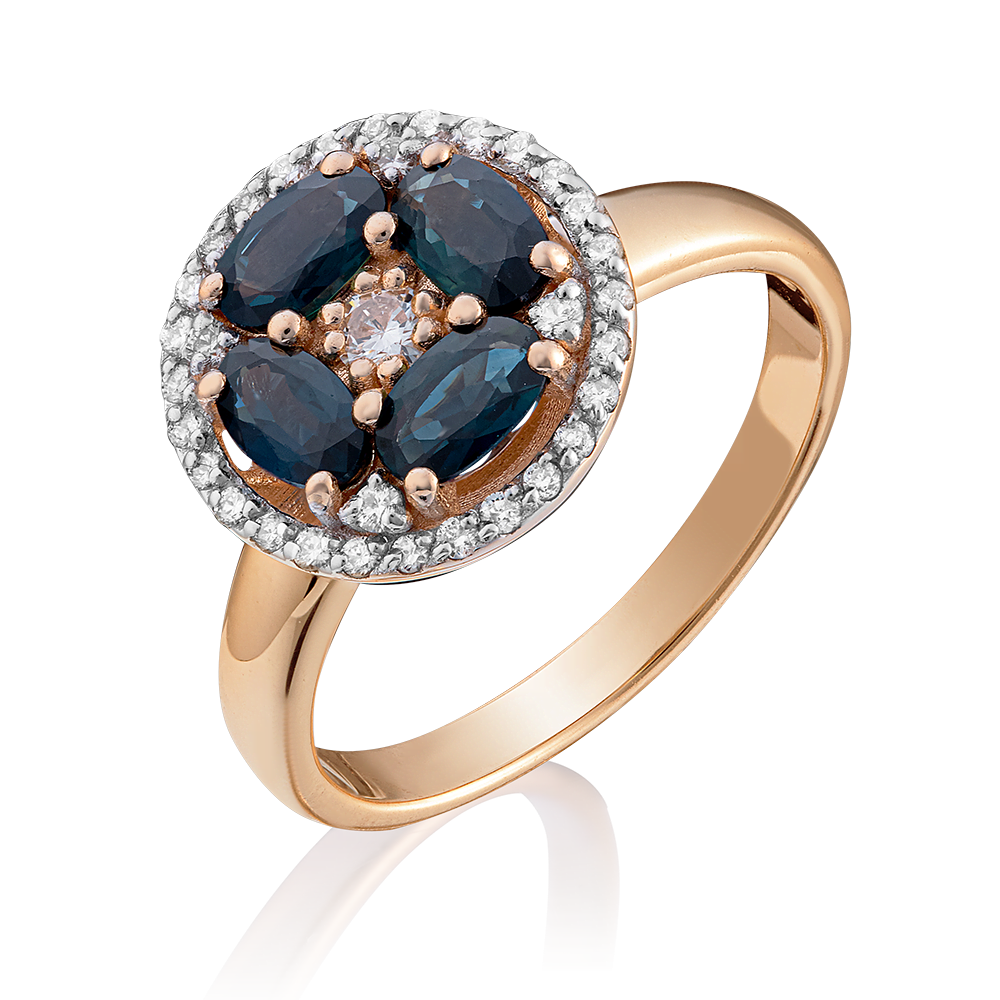 Кольцо из красного золота с сапфирами и бриллиантами 01-1552-00-105-1110-30