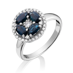 Кольцо из белого золота с сапфирами и бриллиантами 01-1552-00-105-1120-30