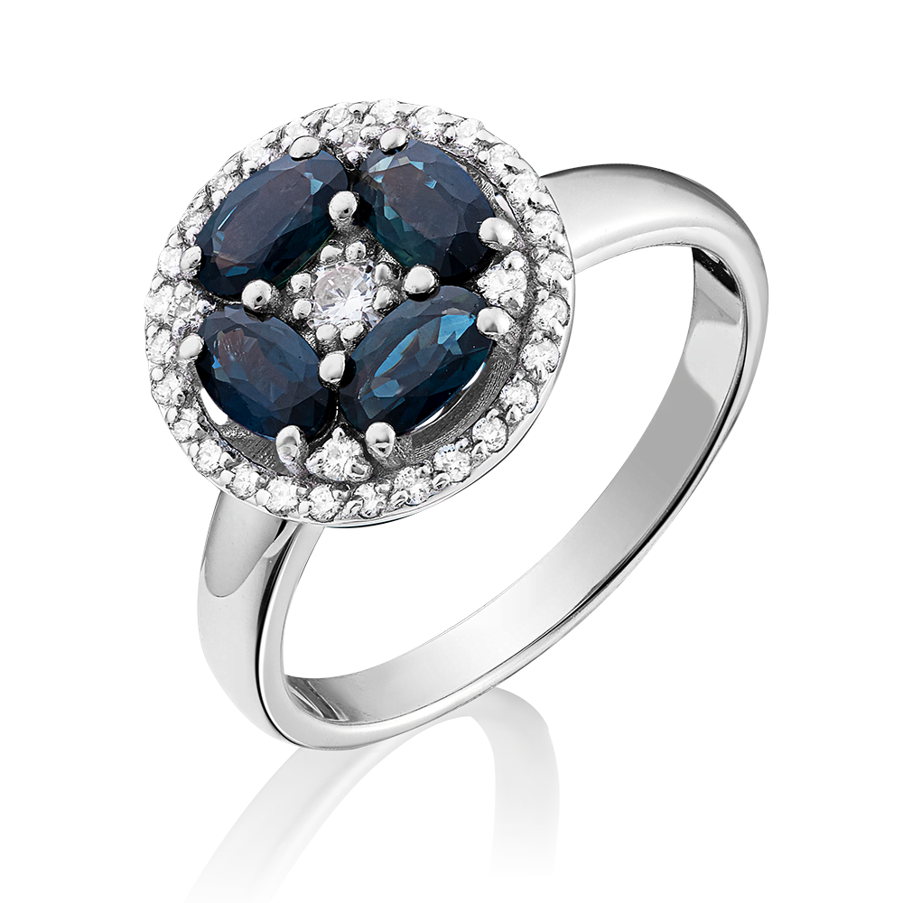 Кольцо из белого золота с сапфирами и бриллиантами 01-1552-00-105-1120-30