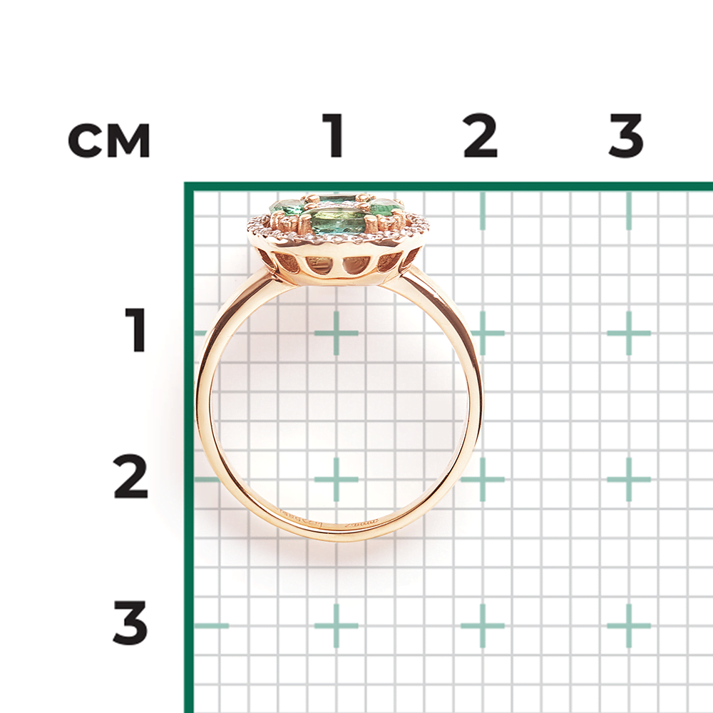 Кольцо из красного золота с изумрудами и бриллиантами 01-1552-00-106-1110-30