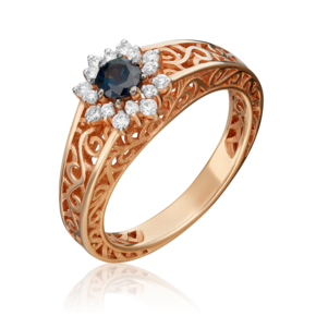 Кольцо из красного золота с сапфиром и бриллиантами 01-1553-00-105-1110-30