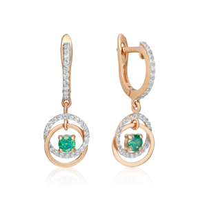 Серьги с английским замком из красного золота с фианитами 02-3360-00-504-1110-38