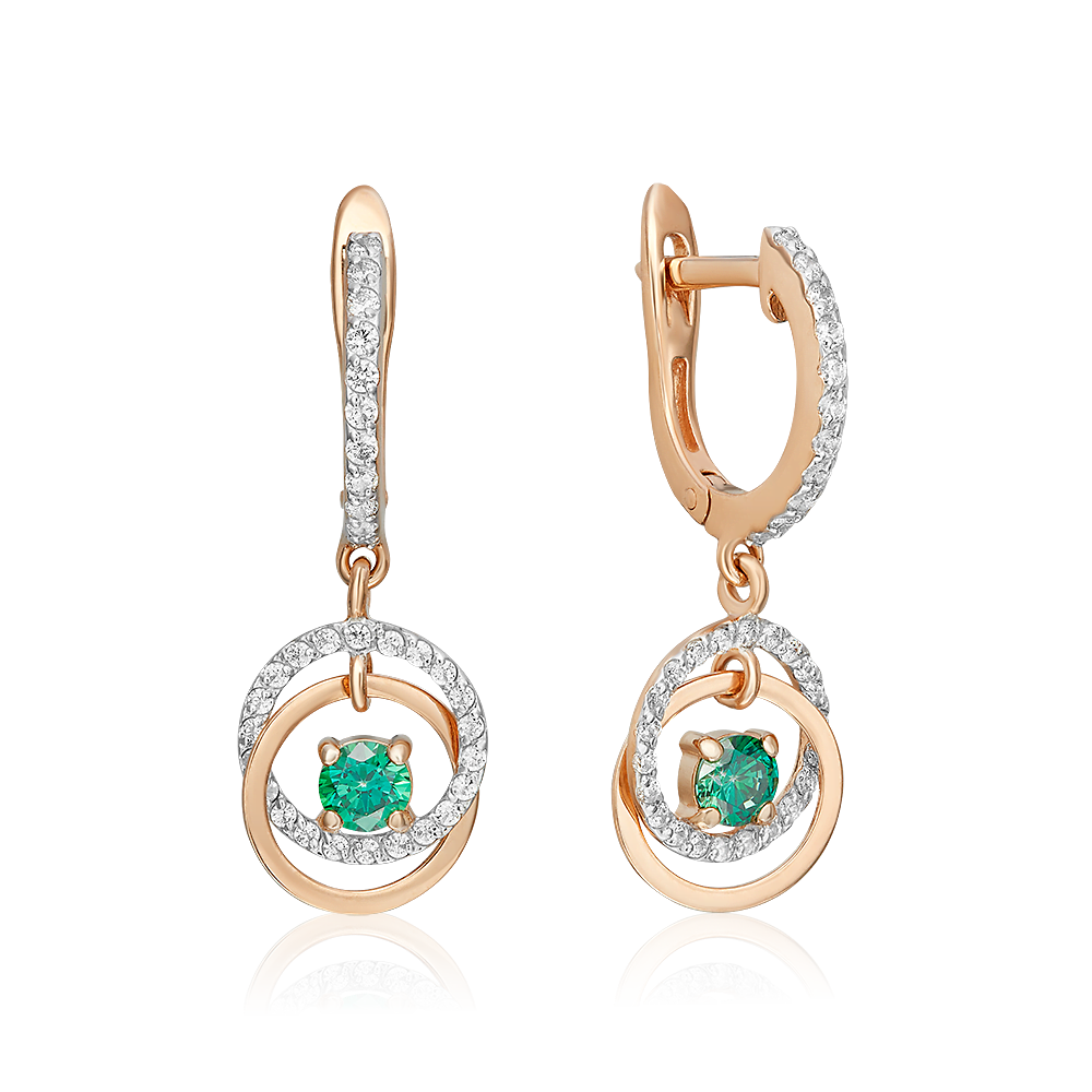 Серьги с английским замком из красного золота с фианитами 02-3360-00-504-1110-38