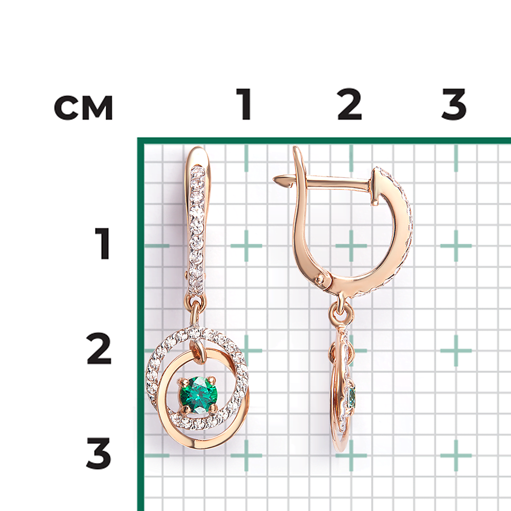 Серьги с английским замком из красного золота с фианитами 02-3360-00-504-1110-38