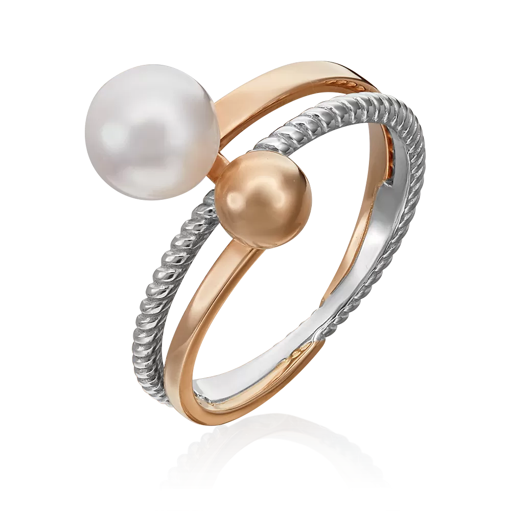 Кольцо из комбинированного золота с жемчугом культивированным 01-5333-00-301-1111-31