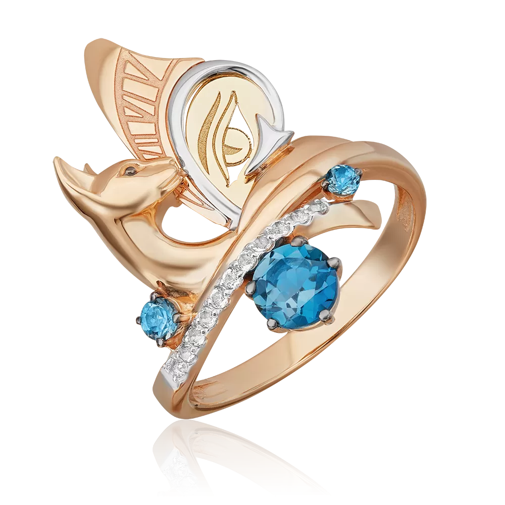 Кольцо «Тайна красоты» из комбинированного золота с топазами и натуральными топазами white 01-5532-00-201-1113