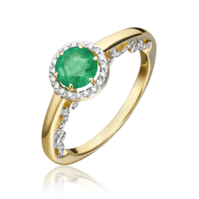 Кольцо из лимонного золота с изумрудом и бриллиантами 01-1431-00-106-1130-30