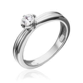 Помолвочное кольцо из белого золота с фианитом 01-5257-00-501-1120-38