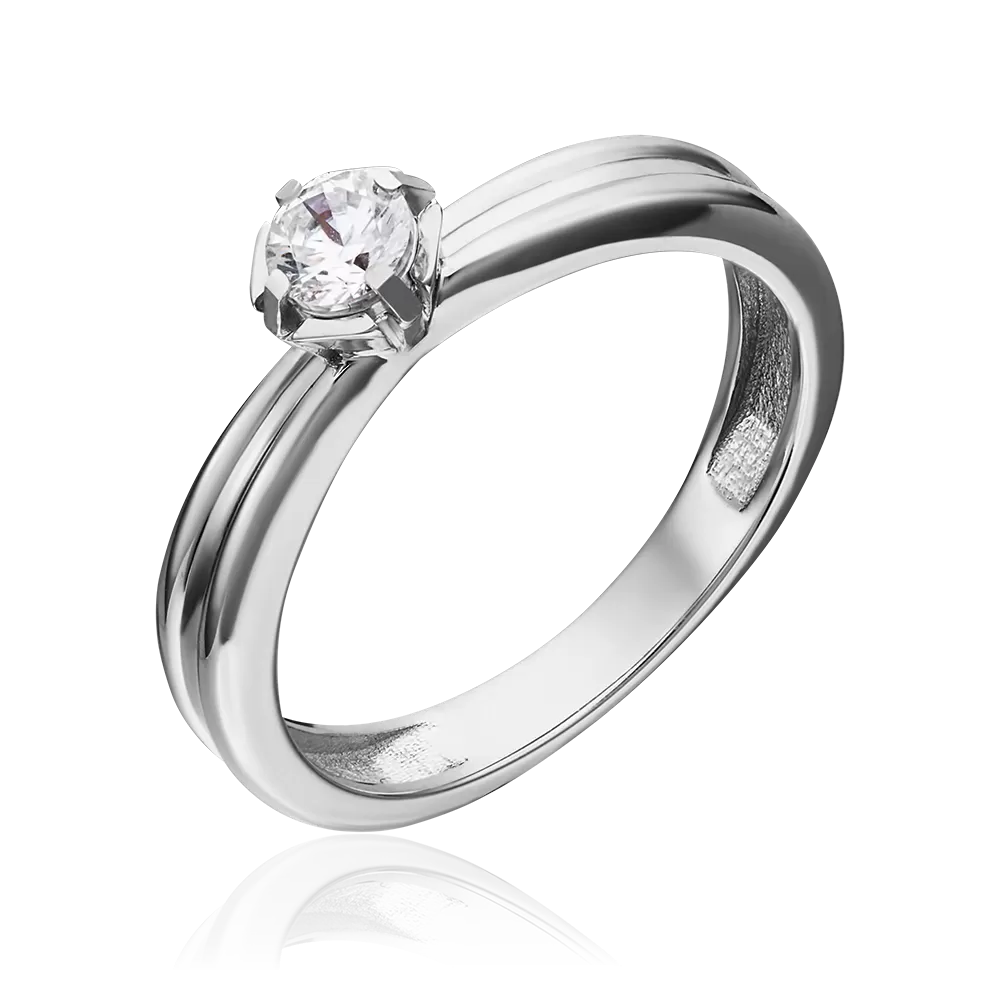 Помолвочное кольцо из белого золота с фианитом 01-5257-00-501-1120-38