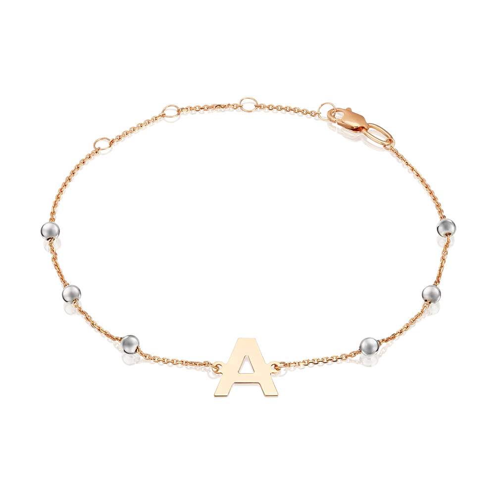 Браслет «Буква А» из комбинированного золота 05-0849-А-000-1111