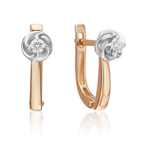 Серьги с английским замком из комбинированного золота с бриллиантом 02-5341-00-101-1111