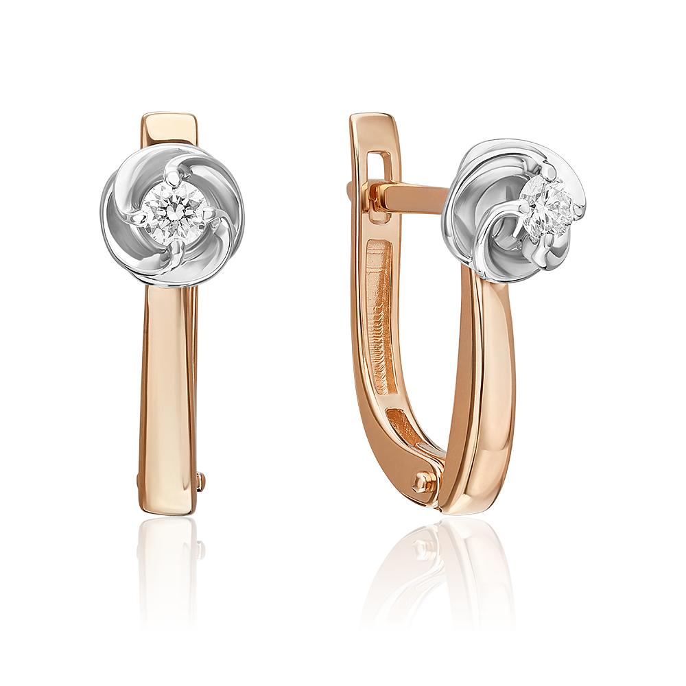 Серьги с английским замком из комбинированного золота с бриллиантом 02-5341-00-101-1111