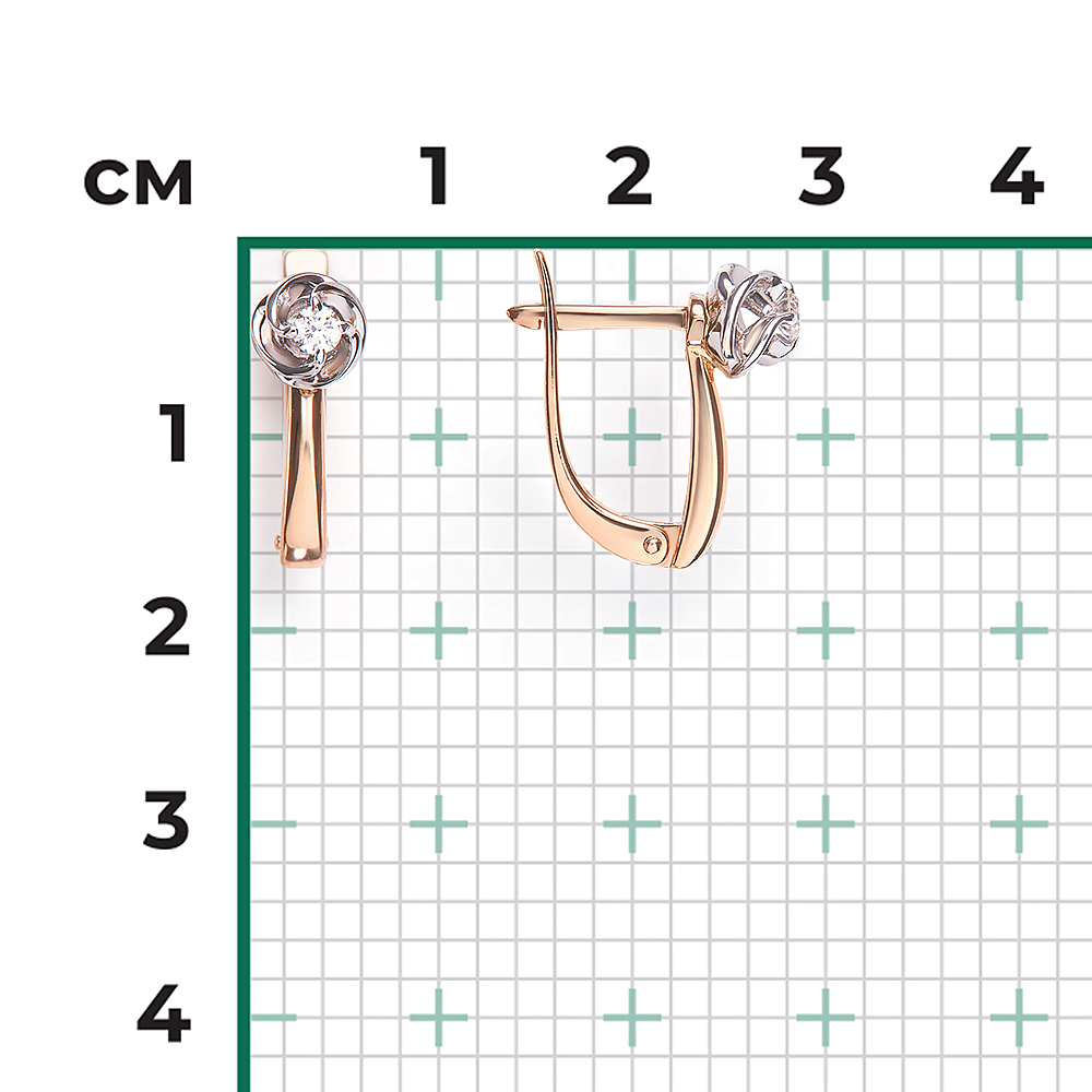 Серьги с английским замком из комбинированного золота с бриллиантом 02-5341-00-101-1111