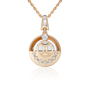 Подвеска «Знак зодиака Близнецы» из комбинированного золота с фианитами 03-3463-06-401-1111