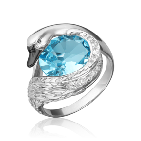 Кольцо «Лебедь» из белого золота с топазом и натуральными топазами white 01-5464-00-201-1120-46