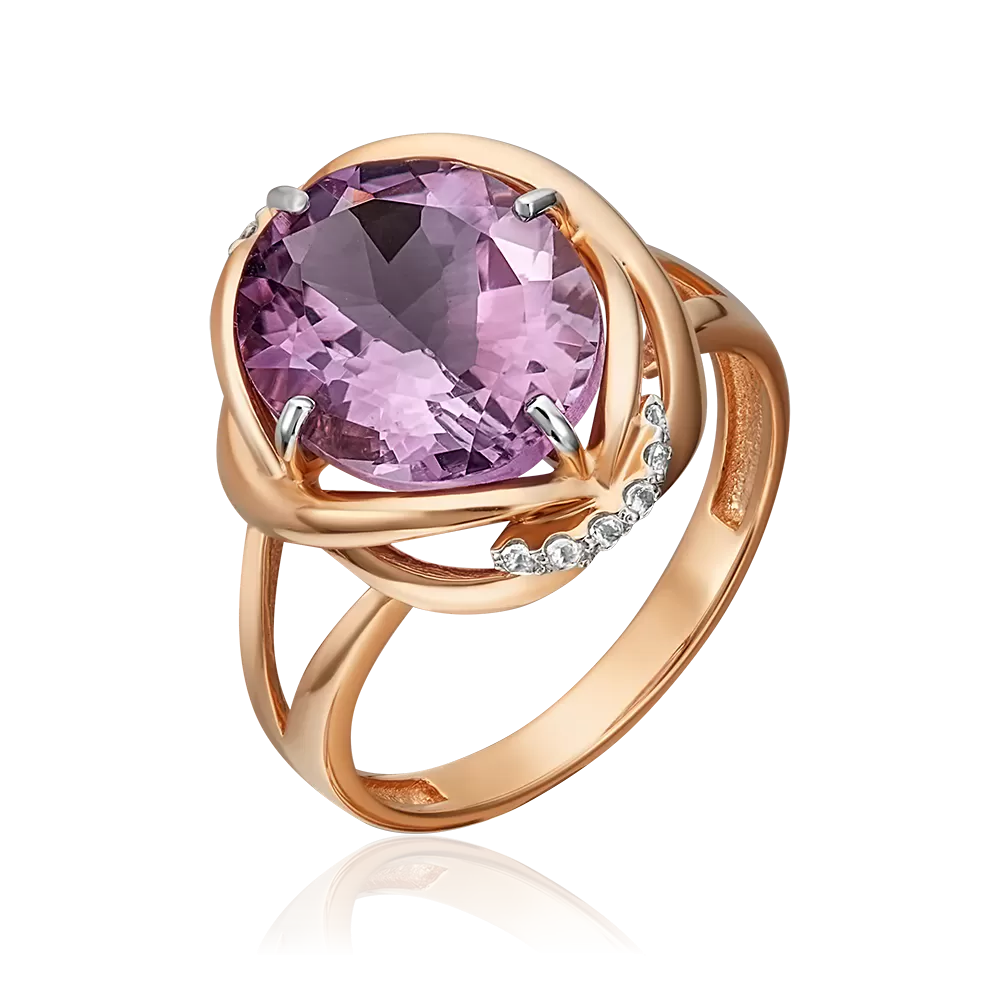 Кольцо из красного золота с аметистом и натуральными топазами white 01-5402-00-225-1110-46