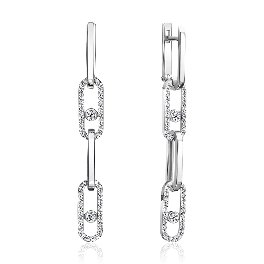 Серьги с английским замком из белого золота с бриллиантами 02-5551-00-101-1120